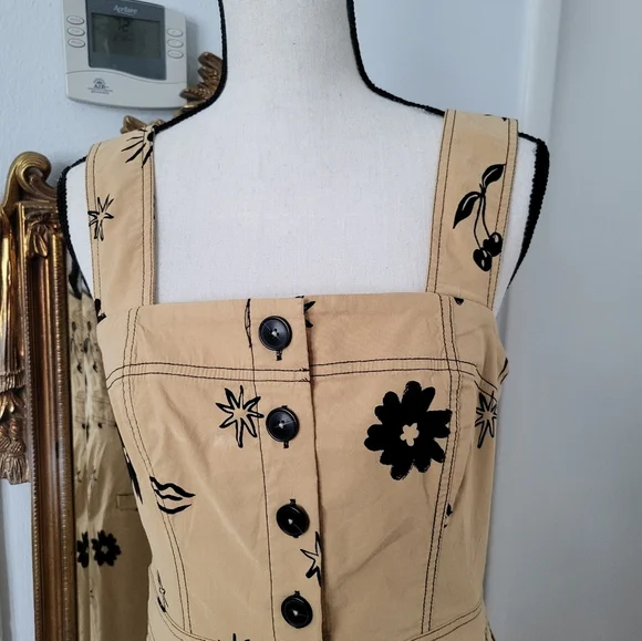 Anthropology/ Maeve Beige Floral Button-Front Jumpsuit - Picture 14 of 14
